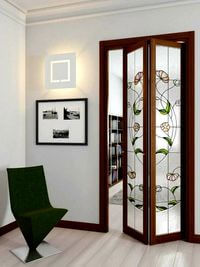 Двери гармошка с витражным декором Старый Оскол